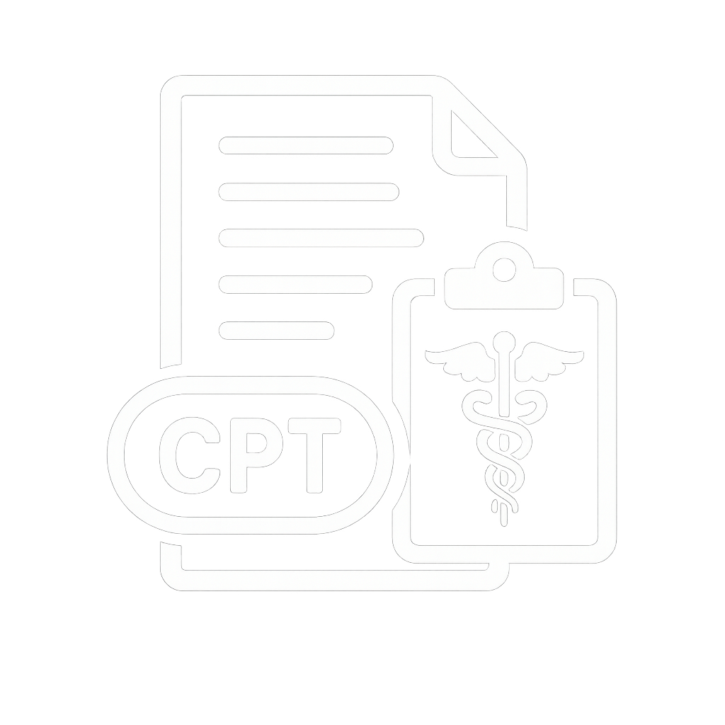 white icon with no background to mean medical billing codes