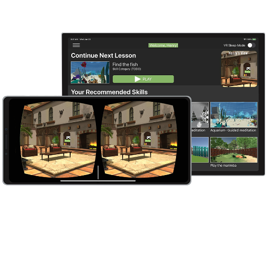 VR view of lesson and lesson options screenshot